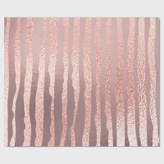 Roze Goud Glas Poeder Strepen Lijnen Geschilderd Cadeaupapier (Vlak)