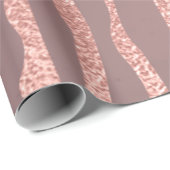 Roze Goud Glas Poeder Strepen Lijnen Geschilderd Cadeaupapier (Rol Hoek)