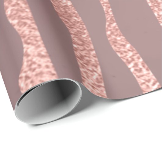 Roze Goud Glas Poeder Strepen Lijnen Geschilderd Cadeaupapier (Rol Hoek)