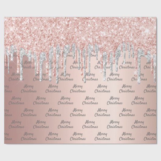 Roze goud glinster roze zilver glans Kerstmis Cadeaupapier (Vlak)