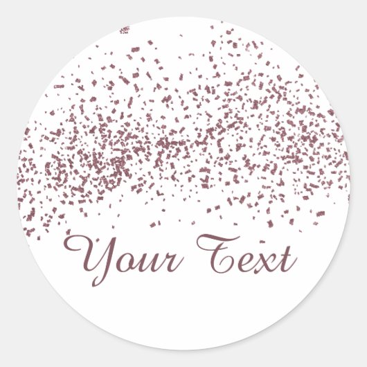 Roze goud glinsterconfetti ronde sticker (Voorkant)