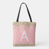 Roze goud glinsterend elegante monogram tote bag (Achterkant)