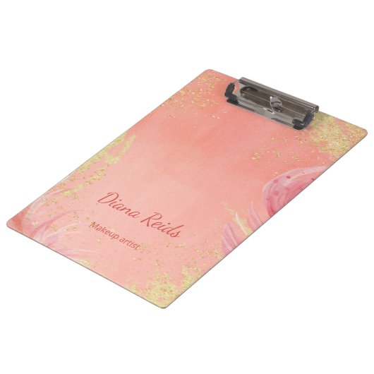 Roze goud glinsterende aangepaste naam klembord (Gekanteld)