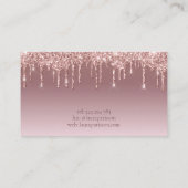 Roze goud glinsterende chique script met monogram visitekaartje (Achterkant)