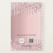 Roze goud glinsterende roze bloemige monogram 2023 planner (Achterkant)