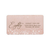 Roze Goud Glitter 80e Verjaardag Adres Etiket (Voorkant)