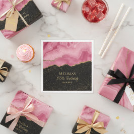 Roze Goud Glitter Abstract Waterverf Marmer Servet