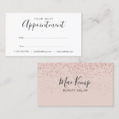 Roze Goud Glitter Afspraakkaart Visitekaartje (Voorkant / Achterkant)
