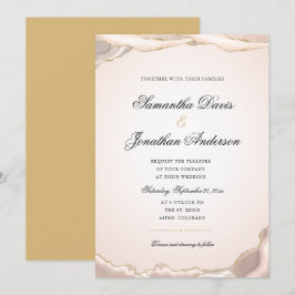 Roze Goud Glitter Agate Elegante Trouw Uitnodiging
