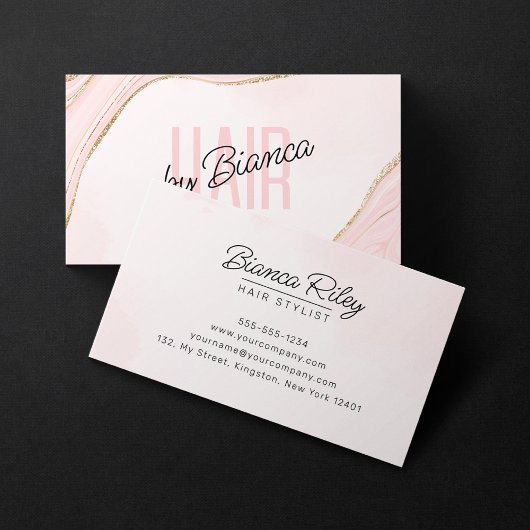 Roze Goud Glitter Agate Kapsalon Visitekaartje