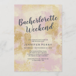 Roze goud glitter Bachelorette Weekend Uitnodiging