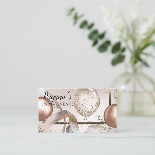 Roze Goud & Glitter Ballonnen Feest Evenementen Or Visitekaartje (Staand voorkant)
