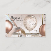 Roze Goud & Glitter Ballonnen Feestje Sociale Medi Visitekaartje (Voorkant)