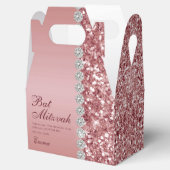 Roze Goud Glitter Bat Mitzvah Bedankdoosjes (Geopend)