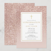 Roze Goud Glitter Bevestiging Kaart (Voorkant / Achterkant)
