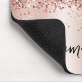 Roze Goud Glitter Bleek Glans Naam Muismat (Hoek)