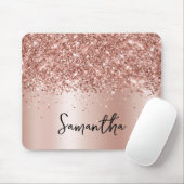 Roze Goud Glitter Bleek Glans Naam Muismat (Met muis)