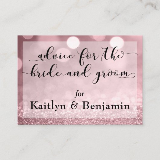 Roze Goud Glitter Bokeh Advies voor Bruid & Bruide (Voorkant)