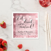 Roze Goud Glitter Bokeh, Eet, drink en wees getrou Servetten (Insitu)