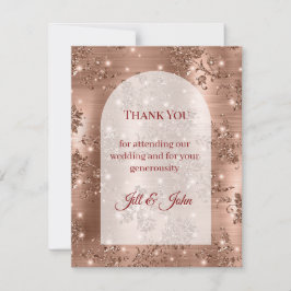 Roze Goud Glitter Boog Trouw Dankkaart Bedankkaart