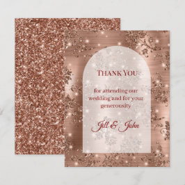 Roze Goud Glitter Boog Trouw Dankkaart Bedankkaart