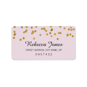 Roze Goud Glitter confetti Adreslabels Etiket