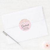 Roze Goud Glitter Confetti Afstudeergeschenk Ronde Sticker (Envelop)