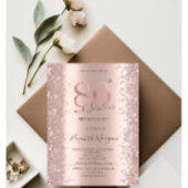 Roze Goud Glitter Diamanten 80ste Verjaardag Kaart