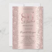 Roze Goud Glitter Diamanten 80ste Verjaardag Kaart (Voorkant)