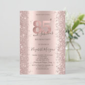Roze Goud Glitter Diamanten 85ste Verjaardag Kaart (Staand voorkant)