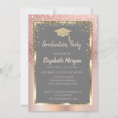 Roze Goud Glitter Diamanten Afstuderen Kaart (Voorkant)