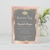Roze Goud Glitter Diamanten Afstuderen Kaart (Staand voorkant)