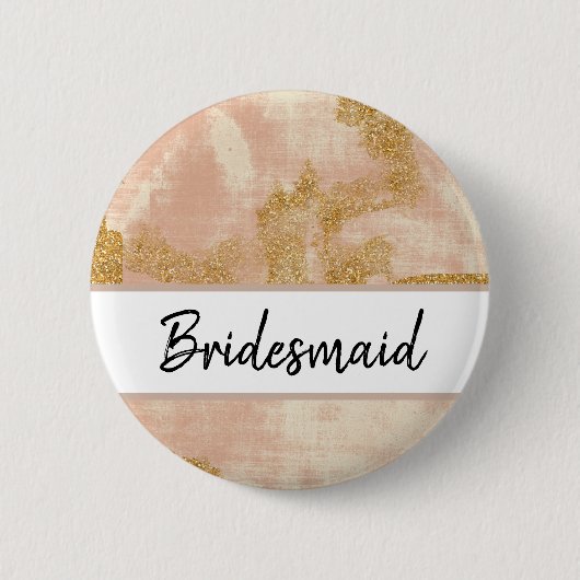 *~*  roze goud Glitter Distress Golden Ronde Button 5,7 Cm (Voorkant)