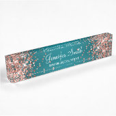 Roze Goud Glitter Donker Turkoois Verlopen Naambordje