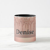 Roze Goud Glitter Druppel Aangepaste naam Mok (Midden)