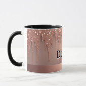 Roze Goud Glitter Druppel Aangepaste naam Mok (Links)