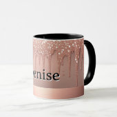 Roze Goud Glitter Druppel Aangepaste naam Mok (Voorkant rechts)