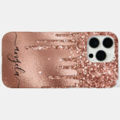 Roze Goud Glitter Druppels Glam Handtekening Case-Mate iPhone Case (Achterkant (horizontaal))