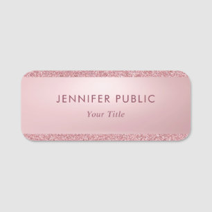 Roze Goud Glitter Elegant Trendy Gepersonaliseerd Naamplaatje