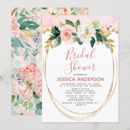 Roze goud Glitter Floral Vrijgezellenfeest Kaart