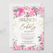  roze goud glitter florale vrijgezellenfeest kaart (Voorkant)