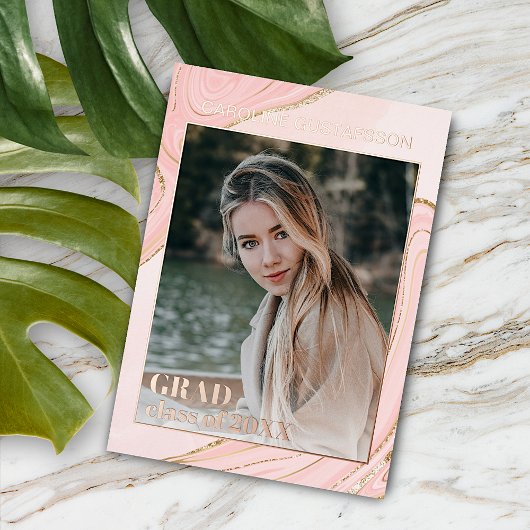 Roze Goud Glitter Folie Afstudeeruitnodiging Folie Uitnodiging