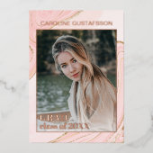 Roze Goud Glitter Folie Afstudeeruitnodiging Folie Uitnodiging (Voorkant)