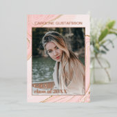 Roze Goud Glitter Folie Afstudeeruitnodiging Folie Uitnodiging (Staand Voorkant)