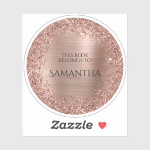 Roze Goud Glitter Folie Dit Boek Is Van Cirkel Sticker