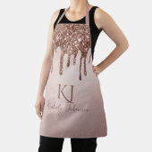 Roze Goud Glitter Glam & Monogram Initiaal Schort (Insitu)