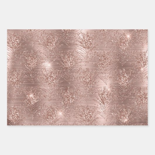 Roze Goud Glitter Glans Trendycadeau voor haar Inpakpapier Vel (Voorkant 3)