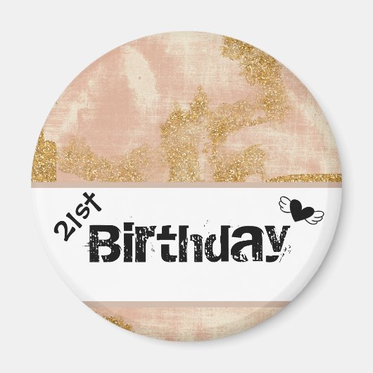 *~*  roze goud glitter Golden Disted Magneet (Voorkant)