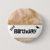 *~*  roze goud glitter Golden Disted Ronde Button 5,7 Cm (Voorkant)