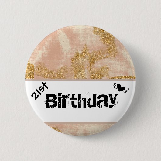 *~*  roze goud glitter Golden Disted Ronde Button 5,7 Cm (Voorkant)